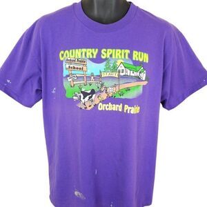 Vintage Country Spirit Run T Shirt Mens Size Large 90s Orchard Prairie Cow Goat